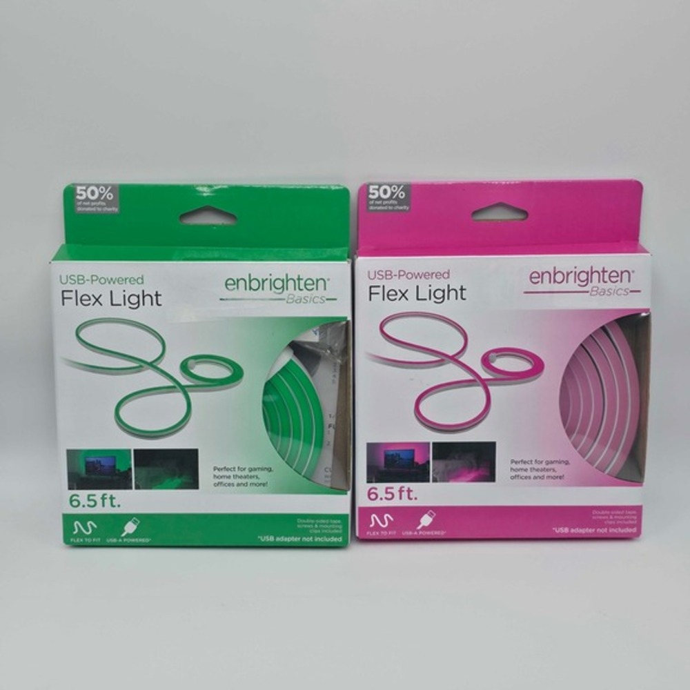 Enbrighten Basics USB Powered Flex Lights‎ 6.5 Ft - Pink Green - New Open Box